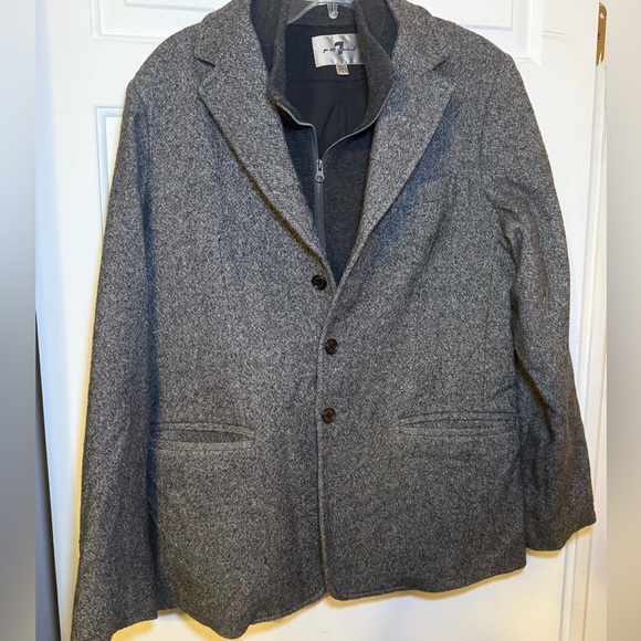 7 For All Mankind Other - 7 For All Mankind Wool Gray Tweed Single Breasted Blazer Zip Sweater Combo Large